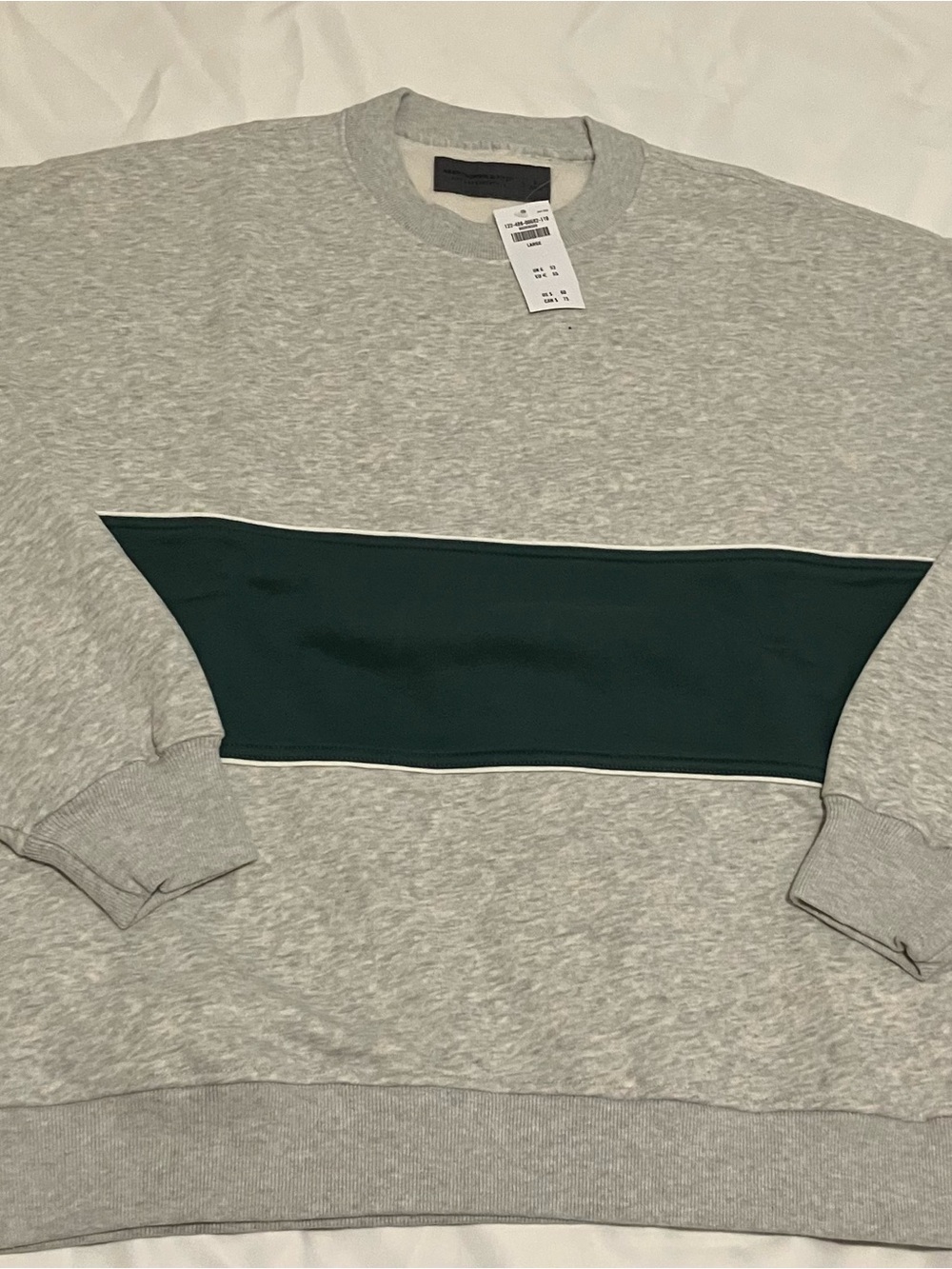 Men's Abercrombie&Fitch Gray Crewneck Sweater with Dark Green Panel